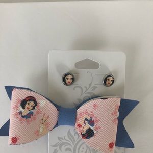 Faux leather Snow White bow and faux leather studs.